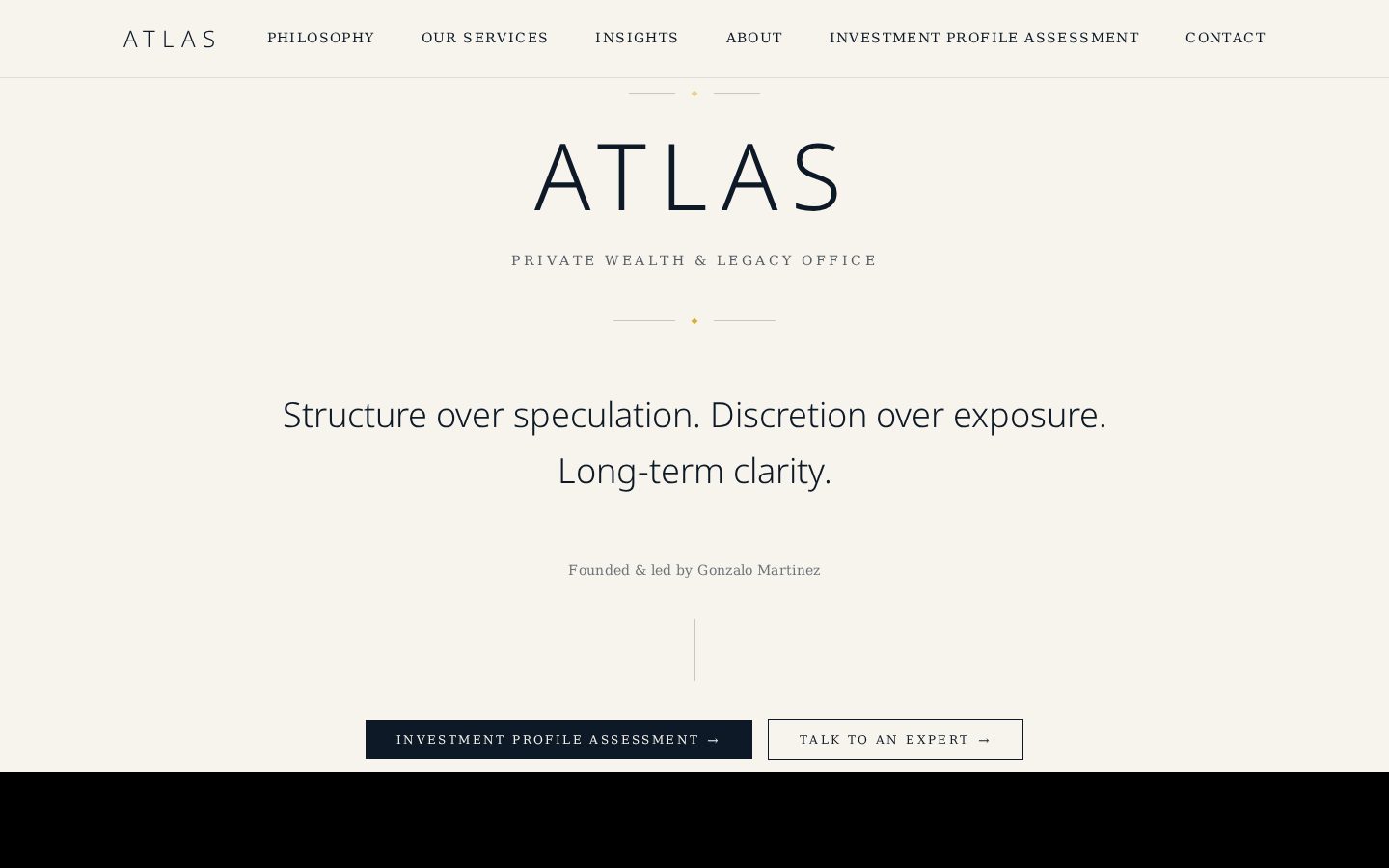 Atlas Wealth Legacy website — desktop view