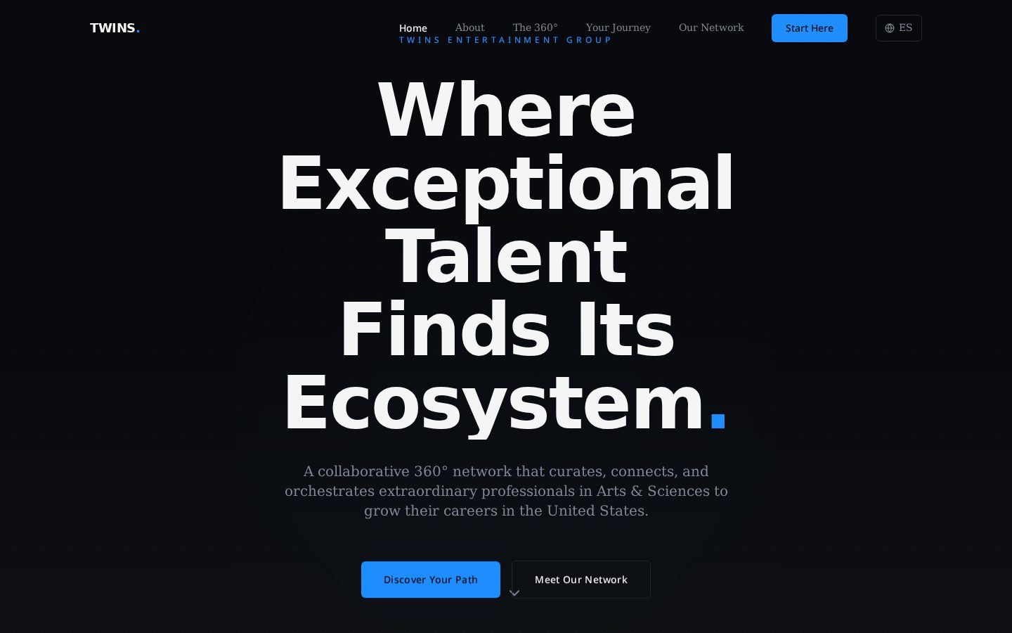 Twins Entertainment website — desktop view